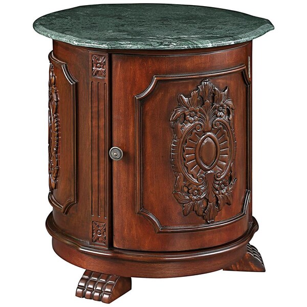 Design Toscano Tambour Manor Marble-Topped Drum Accent Table - DY120704