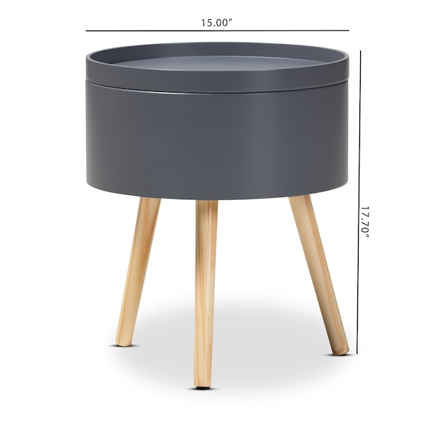 Baxton Studio Jessen Mid-Century Gray Wood Nightstand with Removable Top - 154-9047