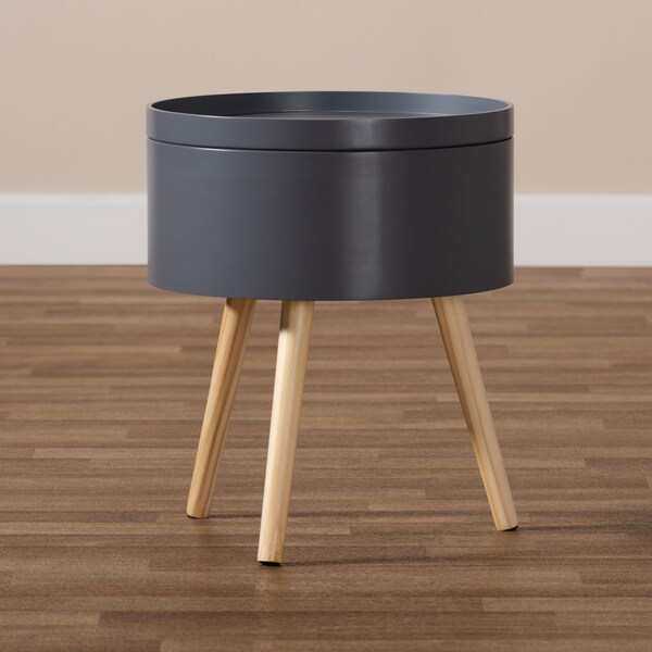 Baxton Studio Jessen Mid-Century Gray Wood Nightstand with Removable Top - 154-9047