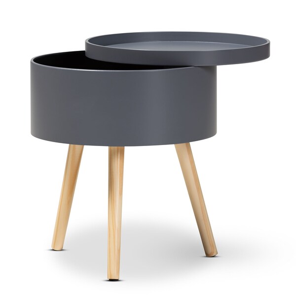 Baxton Studio Jessen Mid-Century Gray Wood Nightstand with Removable Top - 154-9047