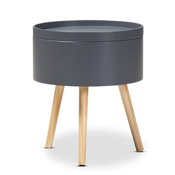 Baxton Studio Jessen Mid-Century Gray Wood Nightstand with Removable Top - 154-9047
