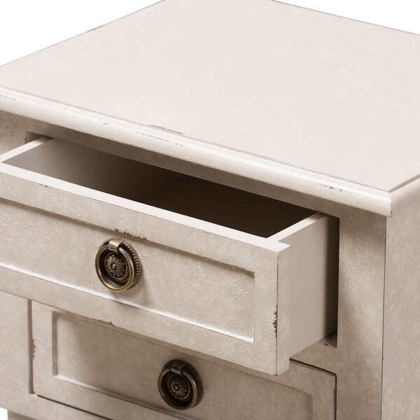 Baxton Studio Lenore Country Cottage Farmhouse Whitewashed 2-Drawer Nightstand - 146-8189