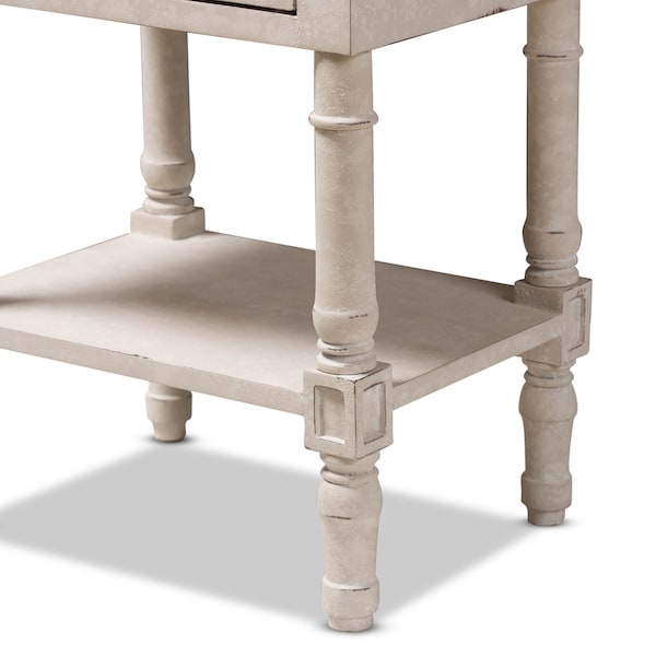 Baxton Studio Lenore Country Cottage Farmhouse Whitewashed 2-Drawer Nightstand - 146-8189