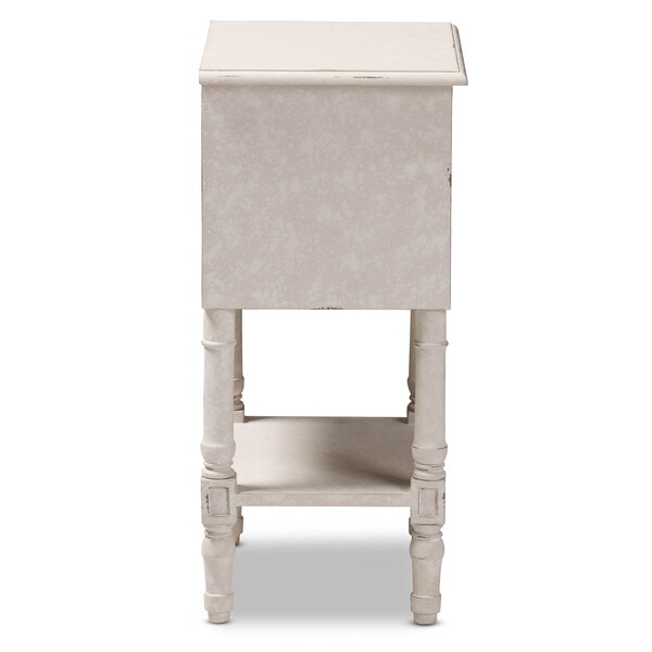 Baxton Studio Lenore Country Cottage Farmhouse Whitewashed 2-Drawer Nightstand - 146-8189