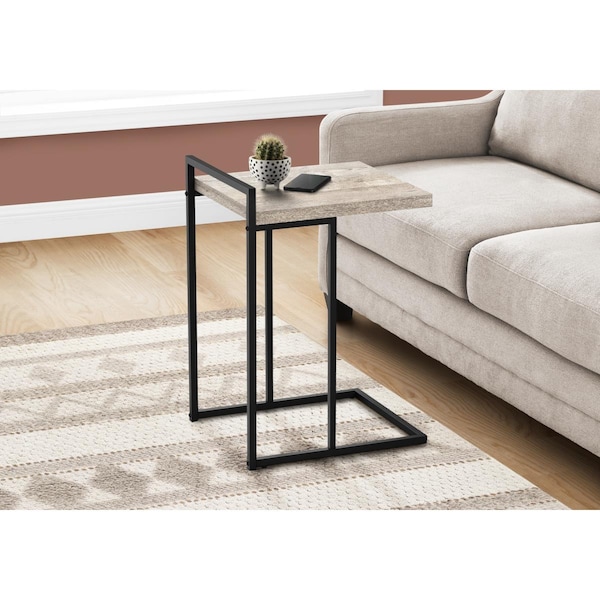 Daphnes Dinnette 25 in. Reclaimed Wood Accent Table, Taupe - Black Metal - DA3071214