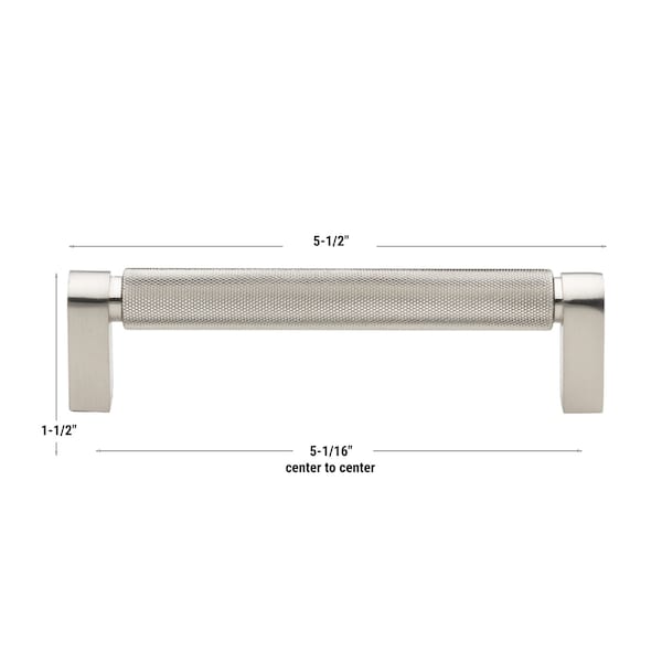 Gliderite Hardware 5-1/16 in. Center to Center Knurled Bar Pull Satin Nickel, 25PK - 4788-128-SN-25