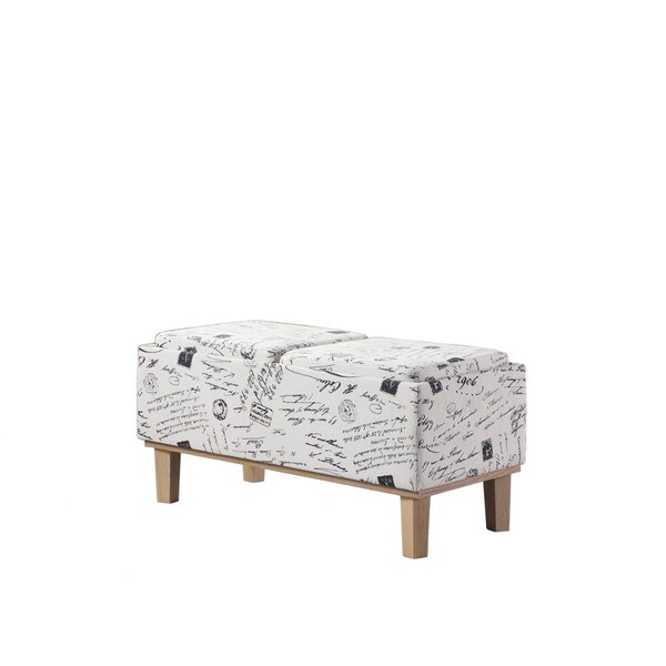 Homeroots Black & White Postcard & Natural Bench with Tray - 469361