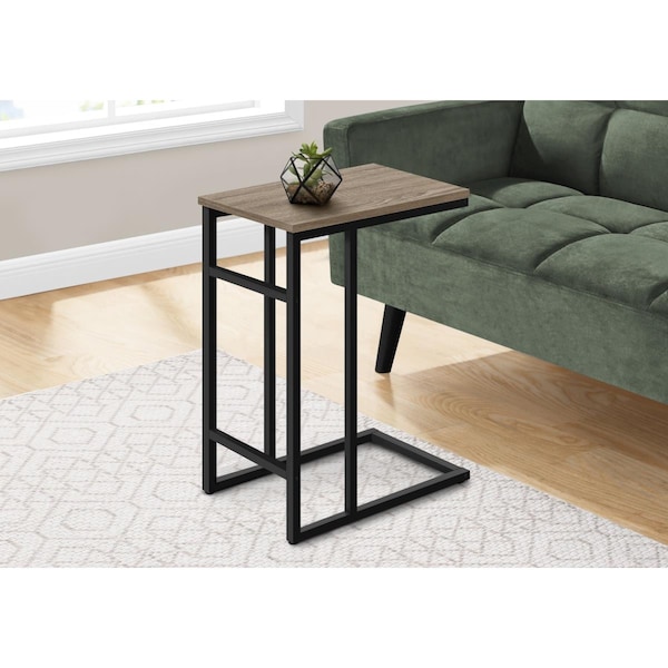 Daphnes Dinnette 24 in. Dark Taupe & Black Metal Accent Table - DA3601887