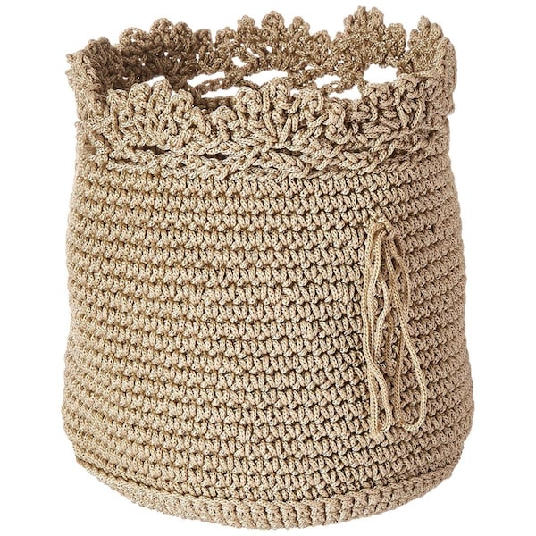 Heritage Lace Mode Crochet Basket with Trim, Tan - Set of 3, 3PK - MC-1050TN