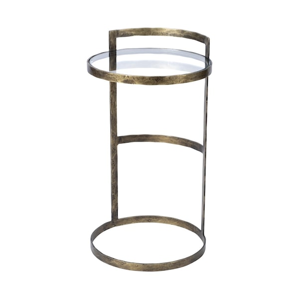 Gfancy Fixtures Round Glass Top Accent Table with Gold Metal Frame - GF3084865