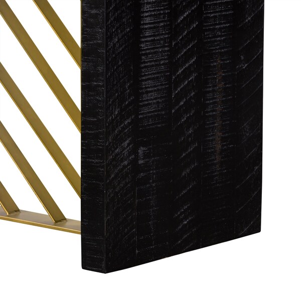Armen Living Monaco Black Wood Console Table with Antique Brass Accent - LCMOCNBL