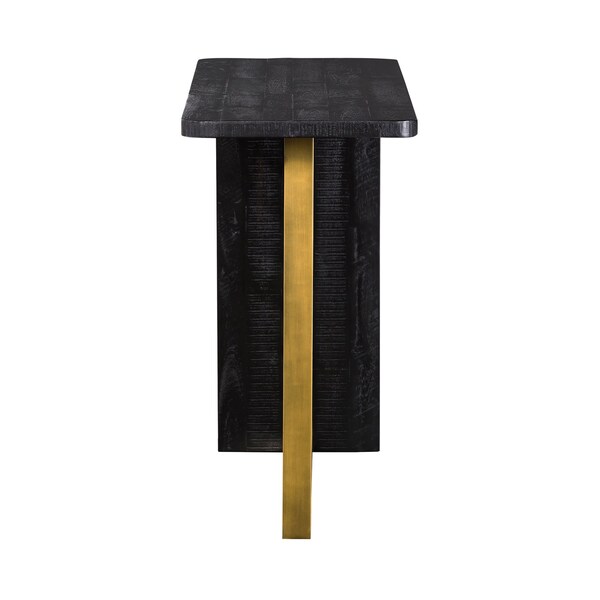Armen Living Monaco Black Wood Console Table with Antique Brass Accent - LCMOCNBL