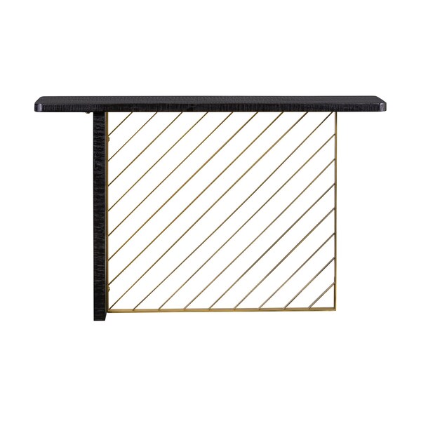 Armen Living Monaco Black Wood Console Table with Antique Brass Accent - LCMOCNBL