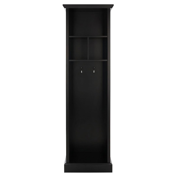 Safavieh 20 x 16 x 68 in. Layli 4-Shelf 2-Hook Top Storage Hall Tree, Black - ETG2100B