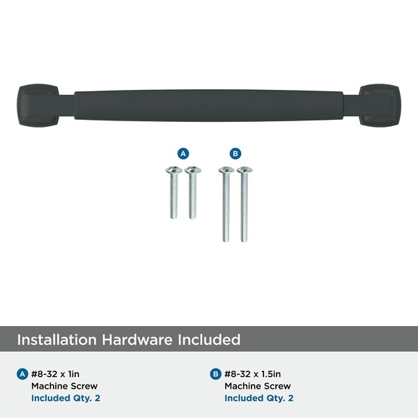 Amerock Stature 6-5/16 in 160 mm Center-to-Center Matte Black Cabinet Pull - BP36889FB
