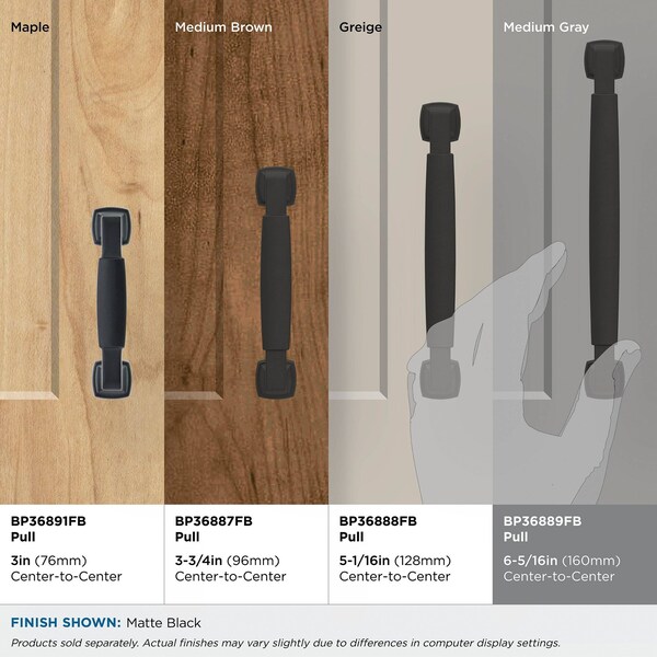 Amerock Stature 6-5/16 in 160 mm Center-to-Center Matte Black Cabinet Pull - BP36889FB