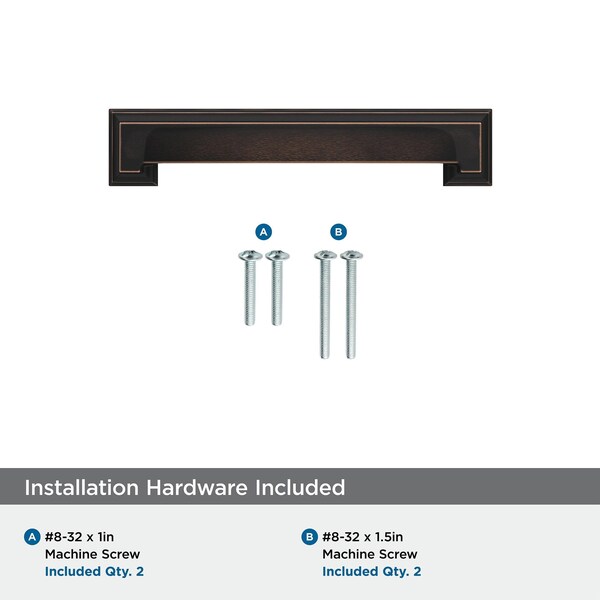 Amerock Appoint 5-1/16 in & 6-5/16 in 128 mm & 160 mm Center-to-Center Oil Rubbed Bronze Cabinet Cup Pull - BP36763ORB