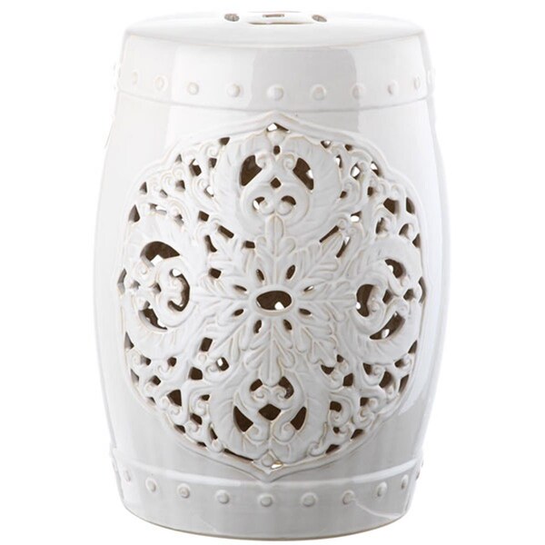 Safavieh Flora Garden Stool- White - 18 x 13 x 13 in. - ACS4527A