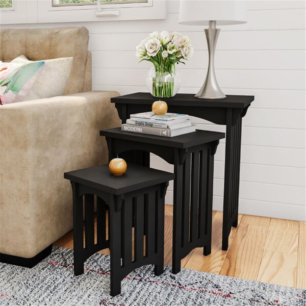 Lavish Home Lavish Home  Traditional Nesting Tables, Black - Set of 3 - 80-FNT-3