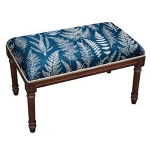 123 Creations Blue Fern Upholstered Wooden Bench, Wood Stain - BC110XXNY