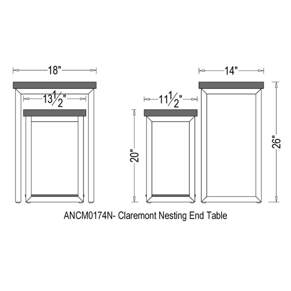 Alaterre Furniture Claremont Rustic Wood Nesting End Tables, Set of Two - ANCM0174N