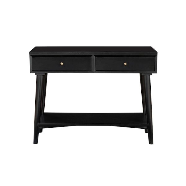 Alpine Furniture Flynn Mid Century Modern Console Table, Black - 966BLK-63