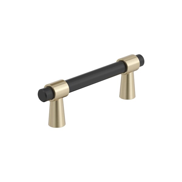 Amerock Mergence 3 inch 76mm Center-to-Center Matte Black/Golden Champagne Cabinet Pull - BP37385FBBBZ