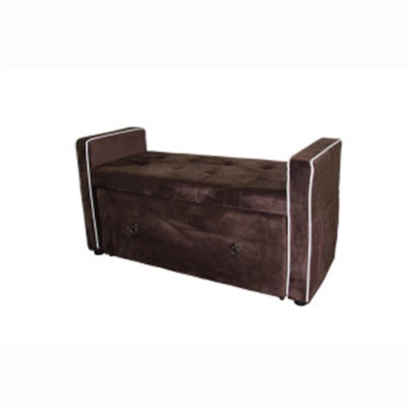 Ore Furniture 22 In. Brown Suede Shoe Storage Bench - HB4664