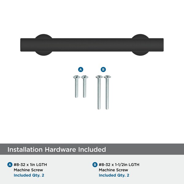 Amerock Everett 3-3/4 inch 96mm Center-to-Center Matte Black Cabinet Pull - BP37104MB