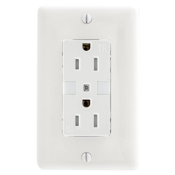 Hubbell Receptacle, 15 A Amps, 125V AC, Flush Mount, Decorator Duplex Outlet, 5-15R, White - DR15NLWH