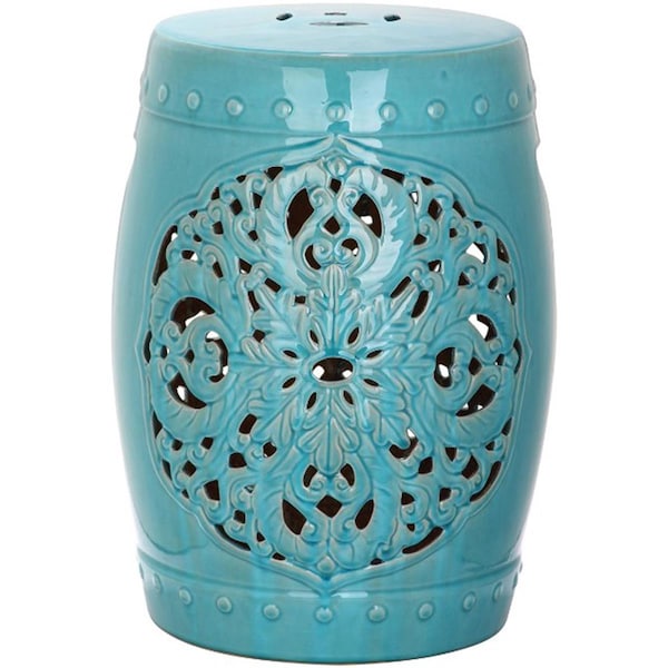 Safavieh Flora Garden Stool- Light Blue - 18 x 13 x 13 in. - ACS4527C