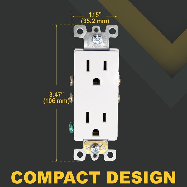 Faith Non-Tamper-Resistant Outlet, 15A 125V Decorator Receptacles, UL-Listed, White, 10PK - SSRE1-WH-10