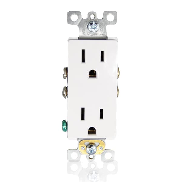 Faith Non-Tamper-Resistant Outlet, 15A 125V Decorator Receptacles, UL-Listed, White, 10PK - SSRE1-WH-10