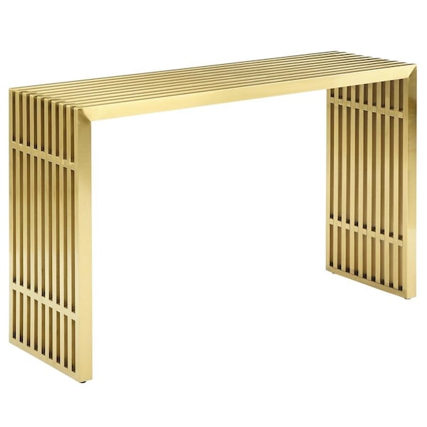Modway Furniture Gridiron Stainless Steel Console Table - Gold, 29 x 15 x 46.5 in. - EEI-3036-GLD