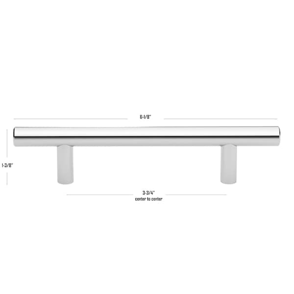 Gliderite Hardware 3-3/4 in. Center to Center Polished Chrome Solid Steel Bar Pull - 5001-96-PC, 25PK - 5001-96-PC-25
