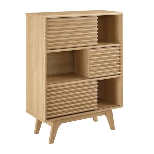 Modway Furniture 31 in. Render Three-Tier Display Storage Cabinet Stand, Oak - EEI-3343-OAK