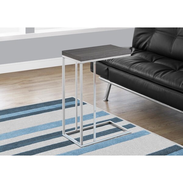Gfancy Fixtures 25.25 in. Grey Particle Board & Chrome Metal Accent Table - GF3100193