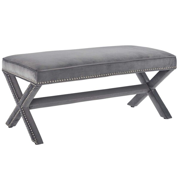 Modway Furniture Rivet Performance Velvet Bench, Gray - EEI-3067-GRY