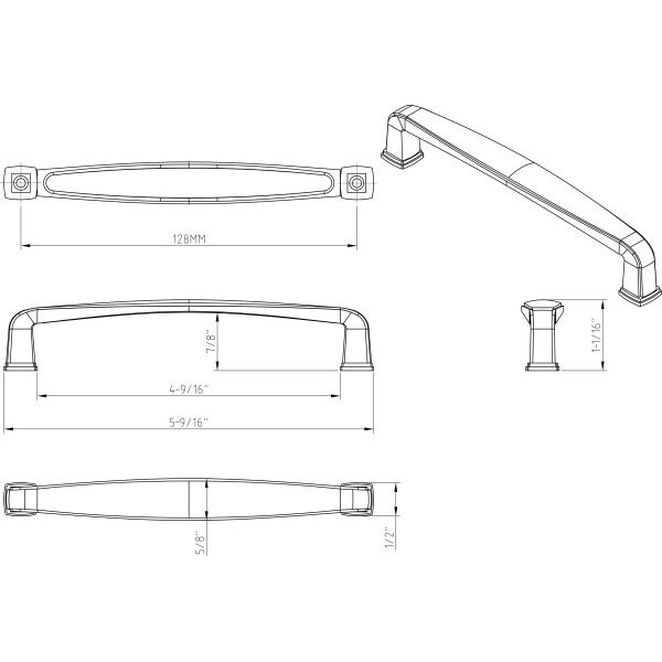 Jeffrey Alexander 128 mm Center-to-Center Satin Nickel Square Milan 1 Cabinet Pull - 1092-128SN