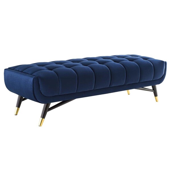 Modway Furniture 60 in. Adept Performance Velvet Bench, Midnight Blue - EEI-4241-MID