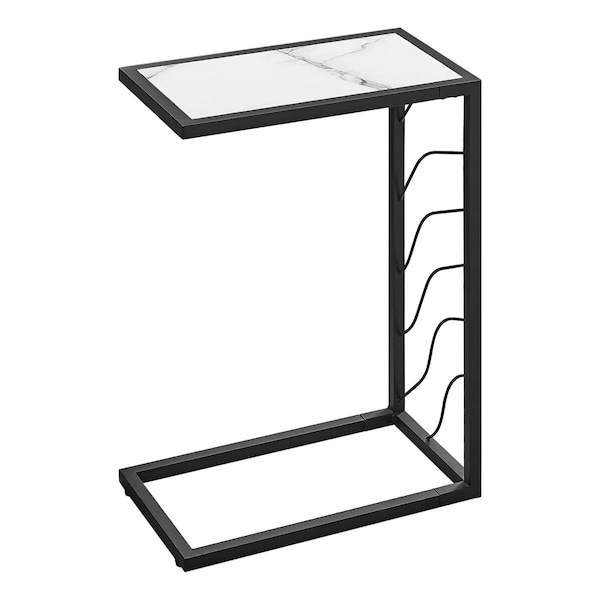 Daphnes Dinnette 25 in. Metal Marble Look Accent Table, White & Black - DA3061481