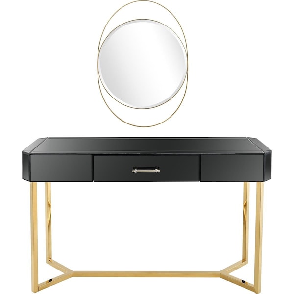 Camden Isle 16.5 x 47.2 x 30 in. Sonya Wall Mirror & Console Table Set, Black - 86543