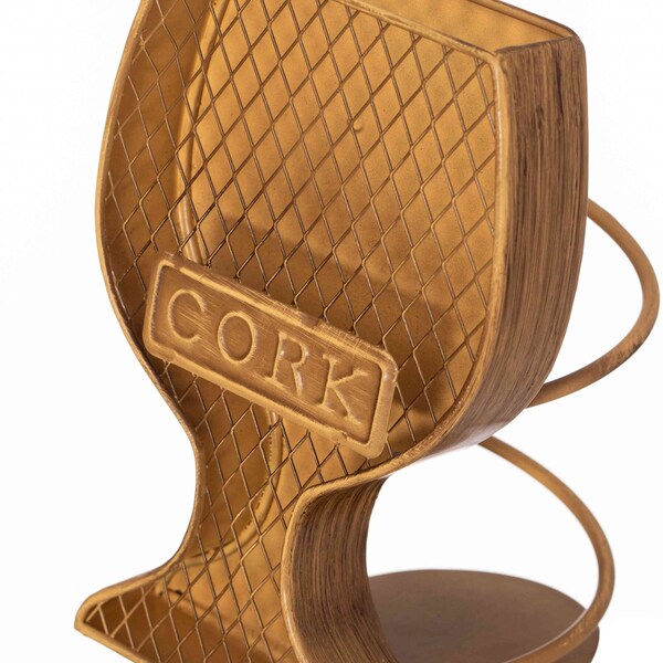 Vintiquewise Decorative Metal Goblet Shape Wine Bottle and Cork Holder A Unique Home Decor Piece and - QI004682