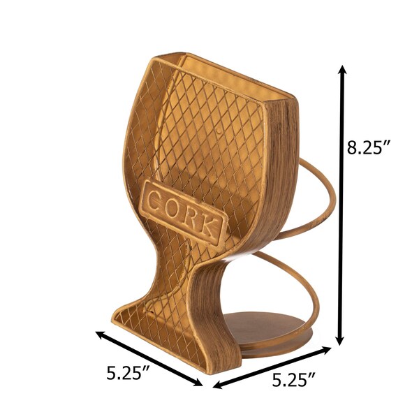 Vintiquewise Decorative Metal Goblet Shape Wine Bottle and Cork Holder A Unique Home Decor Piece and - QI004682