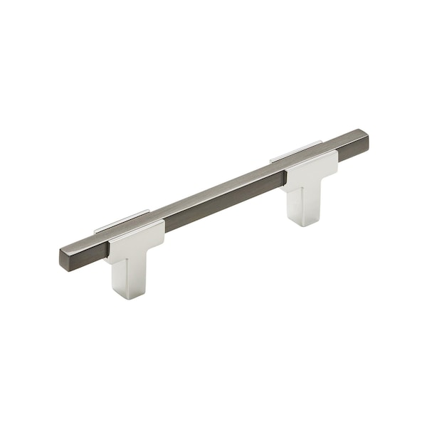 Amerock Urbanite 3-3/4 in 96 mm Center-to-Center Polished Chrome/Black Chrome Cabinet Pull - BP7789626BCR