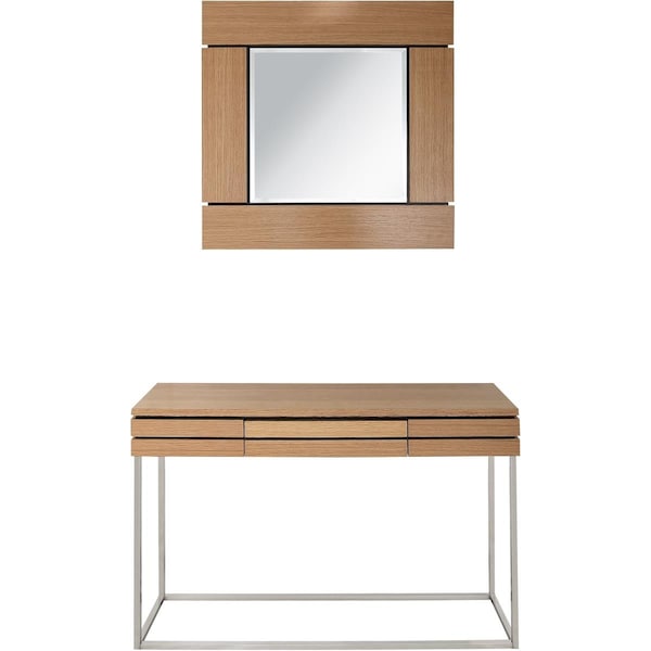 Camden Isle 13.8 x 47.2 x 29.9 in. Barnes Wall Mirror & Console Table Set, Brown - 86636