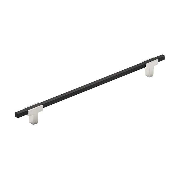 Amerock Urbanite 10-1/16 in 256 mm Center-to-Center Polished Chrome/Brushed Matte Black Cabinet Pull - BP77825626BMB