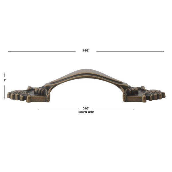 Gliderite Hardware 3-1/2 in. Center to Center Antique Brass Rustic Cabinet Pull - 4116-AB, 5PK - 4116-AB-5