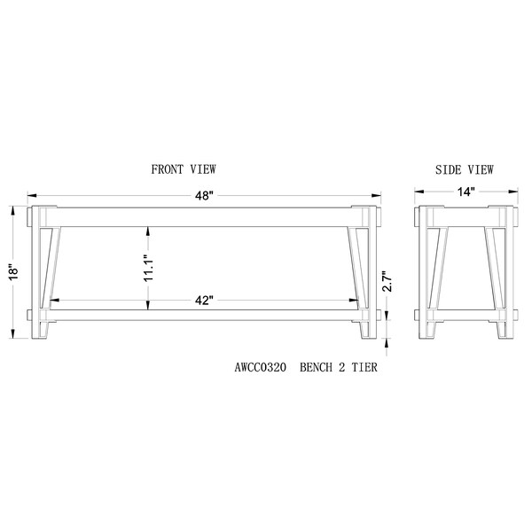 Alaterre Furniture Ryegate Natural Live Edge Solid Wood with Metal 48" Bench, Natural - AWCC0420