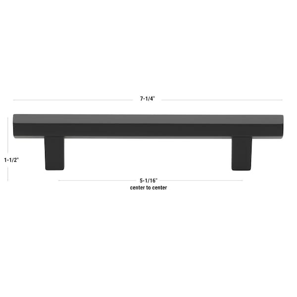 Gliderite Hardware 5-1/16 in. Center to Center Hexagon Bar Pull Matte Black, 25PK - 4791-128-MB-25